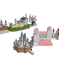 Various Intricate Castle Models With Different Architectural Styles And Towers