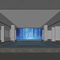 Serene Modern SPA Sauna Indoor With Rectangular Pool Blue Wave Wall And Soft Lights 3d model