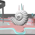 Vibrant Kids Playground Design Featuring Shell Decorations Rainbow Waves And Star Lighting
