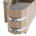 Natural Modern Wooden Washbasin With Metal Strips And Three Angle Designs