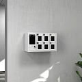 Wall Mounted White Storage Lockers With Multiple Compartments And Electronic Panel 3d model