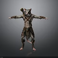 Muscular Man With Rat Head In Warrior Outfit Holding Bow And Standing