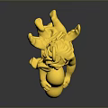 Golden Cherub Pendant With Detailed Wings Holding Heart Shiny Decorative Ornament