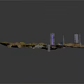 Detailed Industrial Facility Scale Model With Towers Pipes Buildings And Green Vegetation