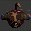 Game Movie Samurai Cat Character Wearing Blue Kimono With Red Sash And Tiger Pattern