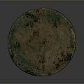Ancient Circular Bronze Sculpture With Green Patina And Aged Surface Details