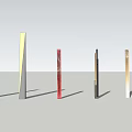 Outdoor Lights Modern Colorful Light Poles Standing On Lawn With Trees At Night