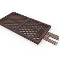 Brown Metal Grille Panel With Grid Design And Extended Strips