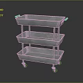 Practical Three Tier Metal Storage Cart With Orange Handles And Rolling Wheels
