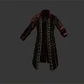 Dark Vintage Long Coat With Decorative Stitching Vertical Buttons And Shoulder Design Textured Fabric