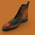 Lace up Leather Boots with Red and Black Gradient Design on Orange Background