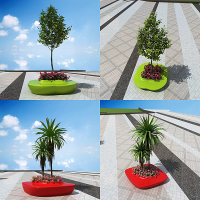 Modern public chair landscape seat 3d model