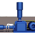 Blue Industrial Equipment With Vertical Cylinder Base Motor And Connecting Pipeline Structure