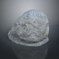 Natural Gray Stone With Rough Textured Surface And Mossy Patches On Base
