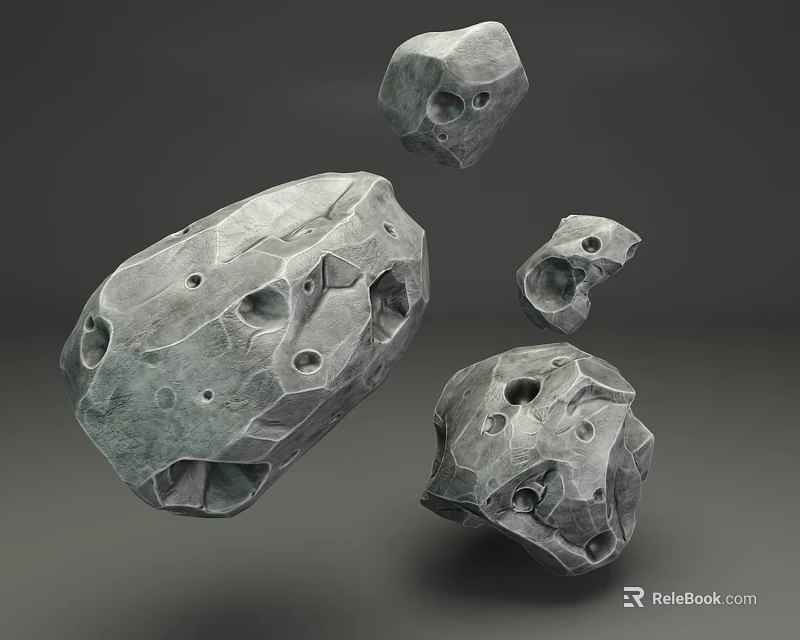 3D Rendered Stone and Wood Decorative Items with Hollow Structures and Textured Surfaces 3d model 