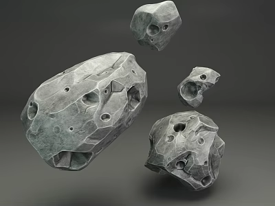3D Rendered Stone and Wood Decorative Items with Hollow Structures and Textured Surfaces 3d model