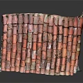 Realistic Terracotta Roof Model With Red Clay Tiles And Overlapping Structure