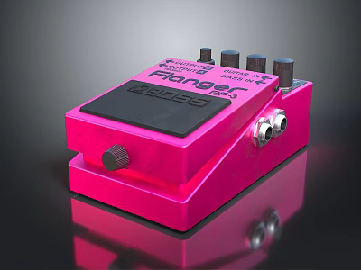 Pink Parasit Fuzz Guitar Effect Pedal With Metallic Case Control Knobs And Input Output Jacks 3d model
