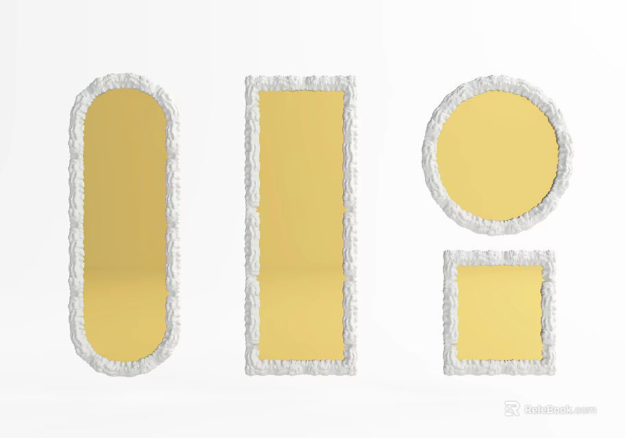 Decorative Wall Mirrors With Oval Rectangular Round And Square Shapes And Ornate Frames 3d model