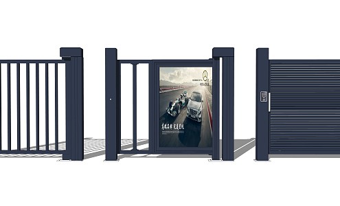 Modern gate advertising door access door 3d model