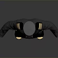 Dark Formal Uniform With Golden Buttons Decorations Cap And Black Boots
