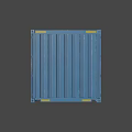 Blue Shipping Container Featuring Metal Structure Double Doors And Yellow Markers