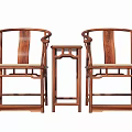 Traditional Wooden Leisure Chairs With Curved Backrest Armrests And Matching Side Table