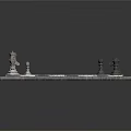 Intricately Sculpted Chess Pieces On Black And White Checkered Marble Chessboard