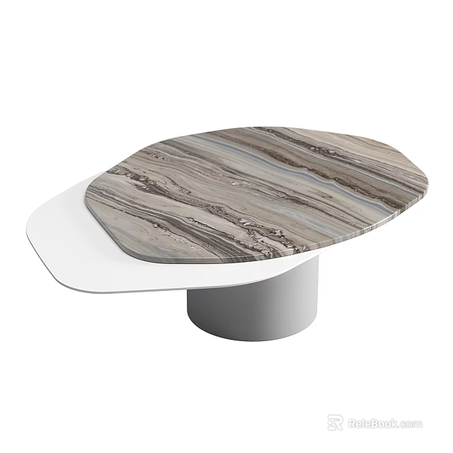 Modern Coffee Table With Unique Irregular Shape Marble Top And Metal Base Design 3d model