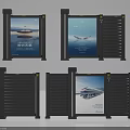 Black Advertising Barrier Gates With Various Billboard Displays And Modern Stripe Design