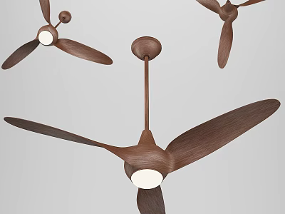 Contemporary Wooden Ceiling Fan With Integrated LED Light And Sleek Blades Design 3d model