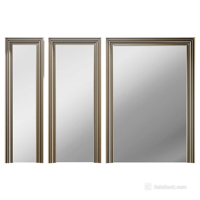 Three Decorative Mirrors With Ornate Frames For Home Wall Decoration 3d model 