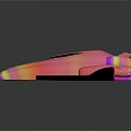 Futuristic Iridescent Sci Fi Vehicle With Pink Purple Orange Gradient And Sleek Metallic Design