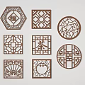 New Chinese-style openwork window openwork window lattice 3d model