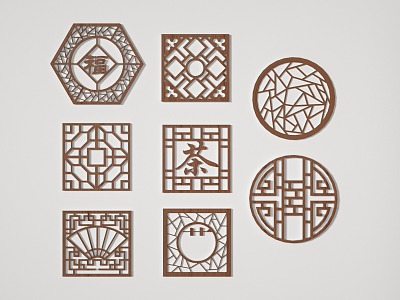 New Chinese-style openwork window openwork window lattice 3d model