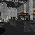 Modern Café Interior Design With Arched Window Bar Counter And Pastries