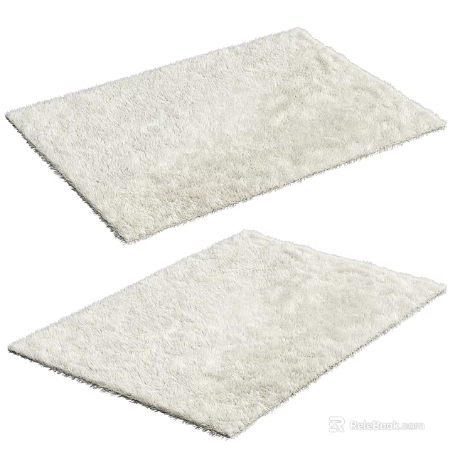 White Square Rugs Soft Plush Texture For Modern Living Room Decor 3d model 