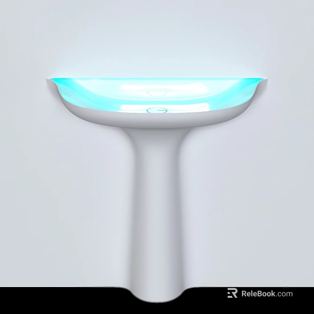 Modern White Sofa Stool With Blue Illuminated Surface And Minimalist Design 3d model 