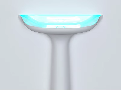 Modern White Sofa Stool With Blue Illuminated Surface And Minimalist Design 3d model