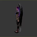 Stylish Woman With Black Wings Colorful Hair And Ornate Armored Outfit