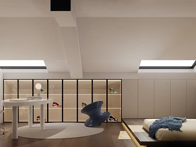 Functional Kids Room Design With Study Desk Bed And Toy Storage Solutions 3d model