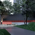 Modern Residential Entrance Gate With High Rise Buildings Trees And Lawn Landscaping