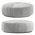 Modern Upholstered Circular Stools With Light Gray Fabric And Striped Design 3d model