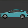 Turquoise Sedan Car with Sleek Modern Exterior Design on Reflective Surface and Shiny Finish