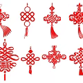 Traditional Red Chinese Knot Wall Decor With Tassels And Fortune Characters For Home Decoration