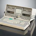 Vintage Retro Computer System With Beige Keyboard Screen And Disk Drive Slots 3d model