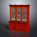 Classic Mahogany Bookcase With Glass Doors Display Shelves And Bottom Cabinets