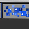 Auto Parts Exhibition Hall Featuring Numbered Blue White Blocks And Brand Name