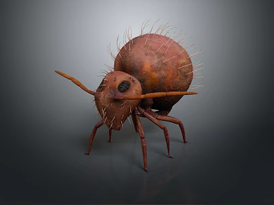 Realistic Brown Ant With Spiky Back Hairs Long Antennae And Slender Legs 3d model