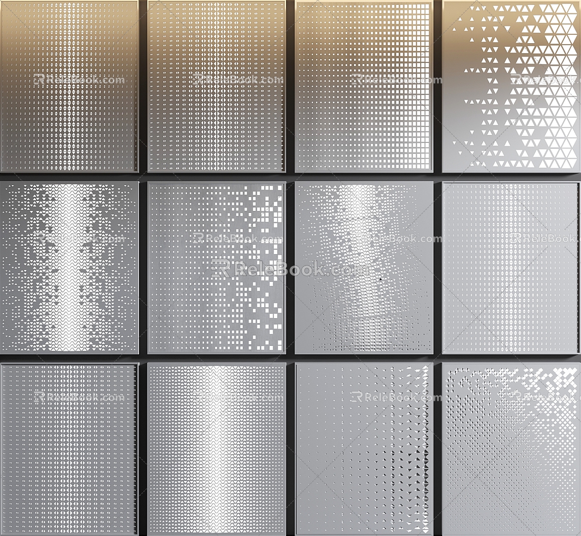 Perforated plate Perforated plate View wall Transmitting plate Hollow plate Aluminum plate Courtyard view wall Straight line 3d model